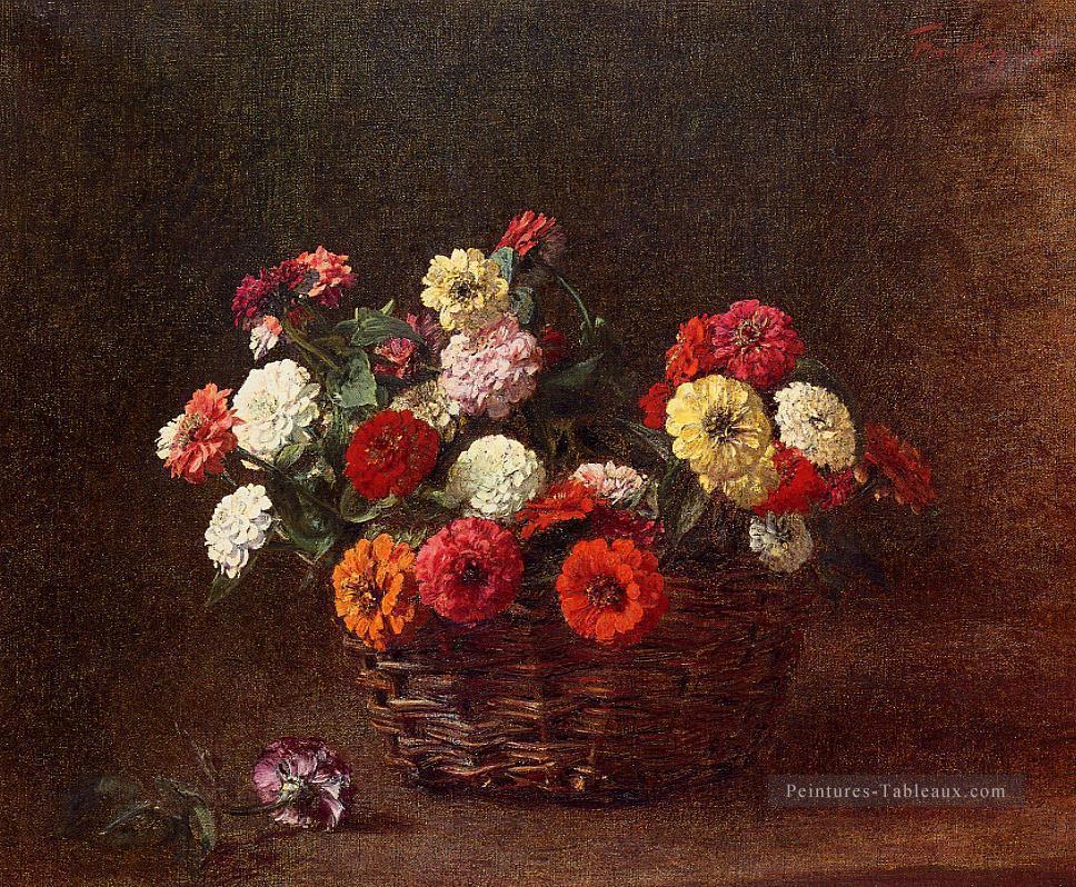 Zinnias2 peintre de fleurs Henri Fantin Latour Peintures à l'huile